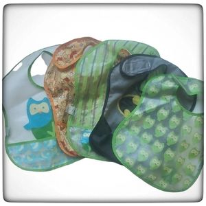 Plastic Baby Bibs Lot of 5